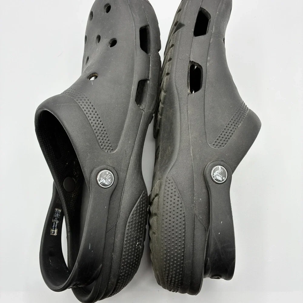 Crocs Classic Coast Clogs Mens 12 Black Slip On Backstrap Outdoor Water Sandal